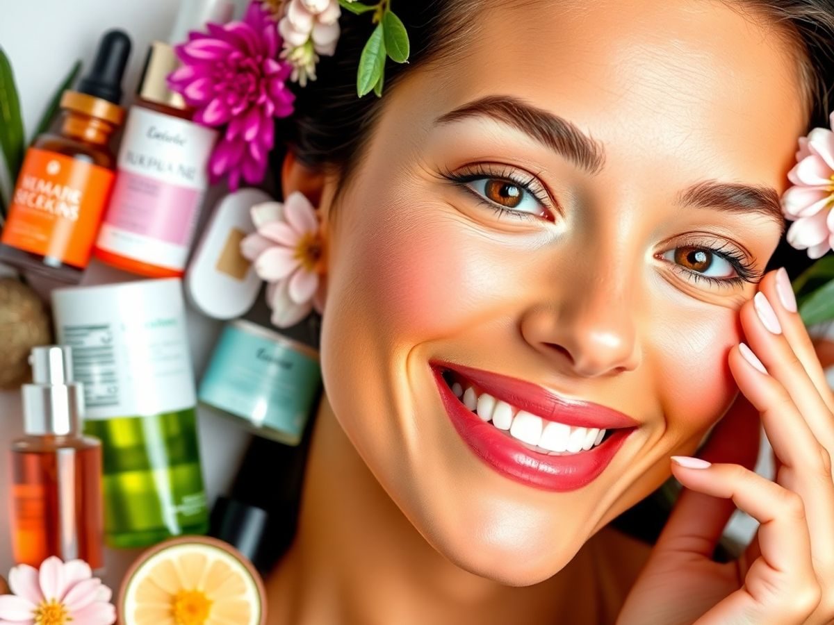 Vedetă aplicând produse de îngrijire a pielii.