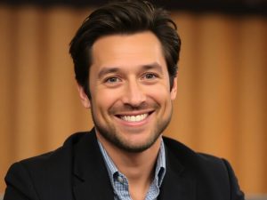 Vedetă zâmbind în fața camerei, discuție despre carieră.