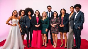 Vedete diverse pe covorul roșu, zâmbind încrezător.